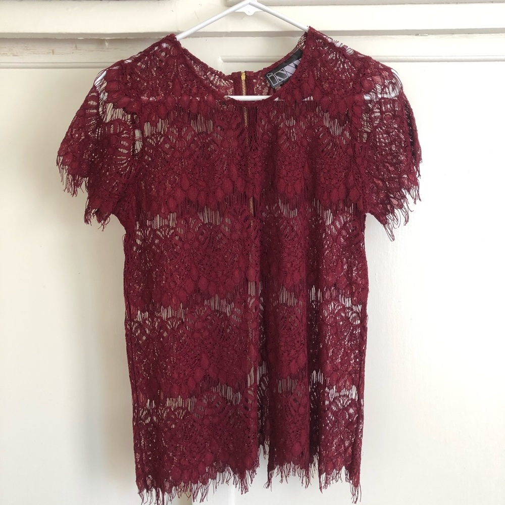 Burgundy Lace Top